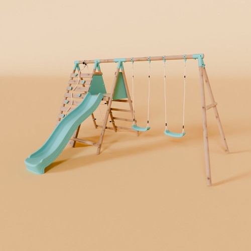 Double wooden swing - double, set
