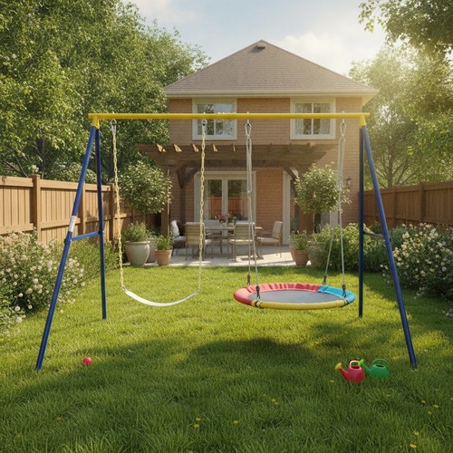 Double swing set metal frame - double,