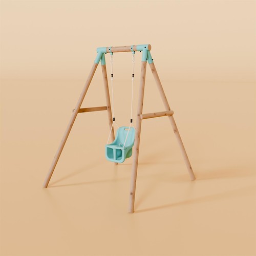 Single wooden baby - wooden, swing