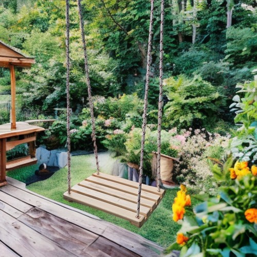 Wooden hanging swing seat - wooden,