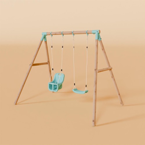 Double swing set with - with, baby