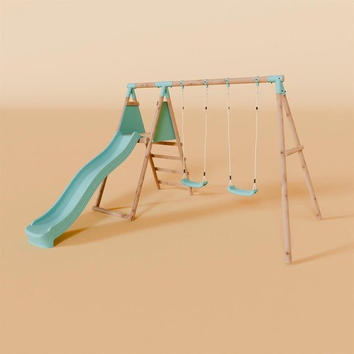 Double wooden swing set - double,
